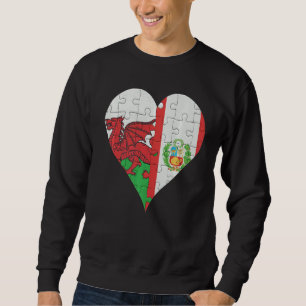 Sweatshirt Coeur du drapeau du Pérou gallois