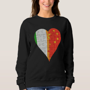 Sweatshirt Coeur du drapeau irlandais chinois