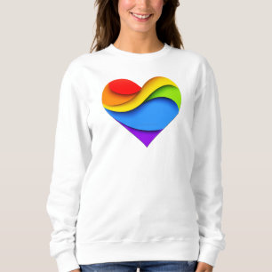 Sweatshirt Coeur en forme de SlipperyJoe arc-en-ciel rouge or