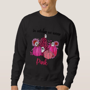 Sweatshirt Cœur Léopard Tournesol En Octobre Nous Portons Ros