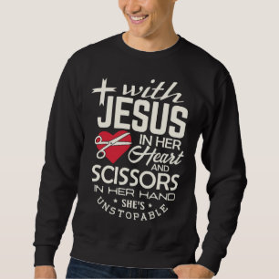 Sweatshirt Coiffeur Jésus dans son cœur coiffeur Christ
