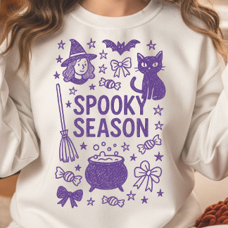 Sweatshirt Collage de doodle de saison Éffrayante