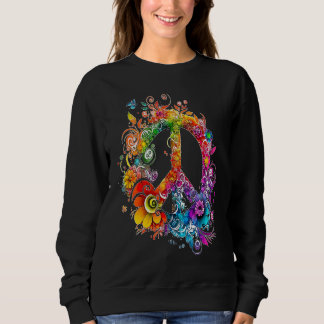 Sweatshirt Colorée signe de paix fleurs paix colombe monde