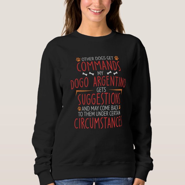 Sweatshirt Commandes Dogo Argentino (Devant)