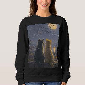 Sweatshirt Compagnons au clair de lune – Deux chats sous la p