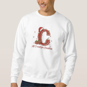 Sweatshirt Conception de monogramme de Noël avec la lettre C