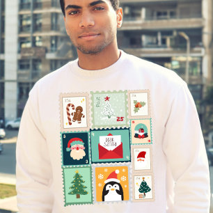 Sweatshirt Conception de Noël de timbre-poste de vacances vin
