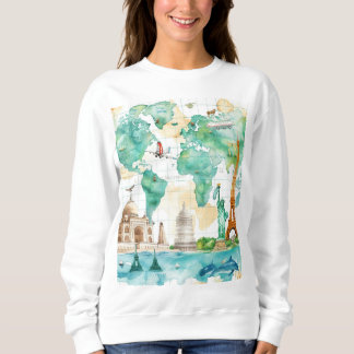 Sweatshirt Conception de voyage d'aventure de carte du monde