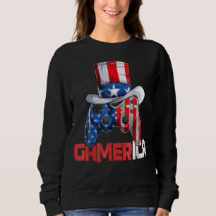 Sweatshirt Contrôleur Oncle Sam jeu vidéo Gamerica Us Drapeau