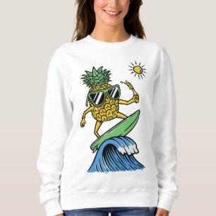 Sweatshirt Cool Pineapple surf sur la plage Sea Vibrant