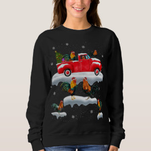Sweatshirt Coq Conduite de Noël Arbre rouge Coq de camion C