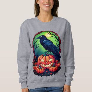 Sweatshirt Corbeau d'Halloween dans un Patch Citrouille