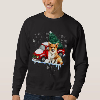 Sweatshirt Corgi Chien Camion Rouge Pyjama de Noël Long