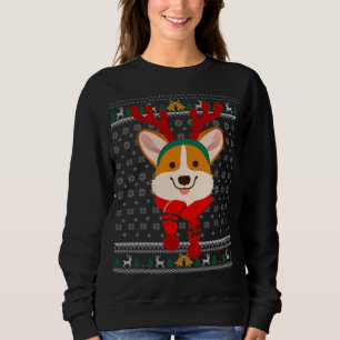 Sweatshirt Corgi Christmas Reindeer Ugly Sweater Scarf Holida