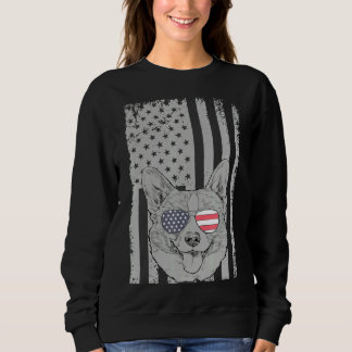 Sweatshirt Corgi Hommes Femmes Enfants Corgi Drapeau Américai