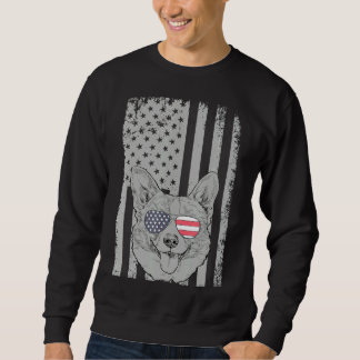 Sweatshirt Corgi Hommes Femmes Enfants Corgi Drapeau Américai