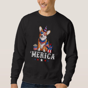 Sweatshirt Corgi Merica Dog 4th of July USA American Flag
