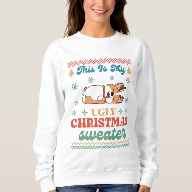 Sweatshirt Corgi Mon affreux pull de Noël  (Devant)
