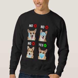 Sweatshirt Corgi Porter Masque Visage Droite Distance Sociale