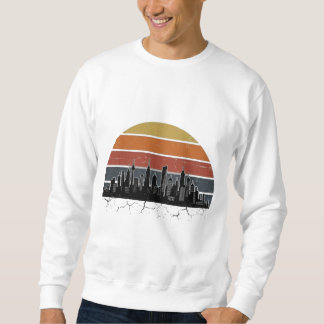 Sweatshirt Coucher de soleil sur la skyline de la ville rétro