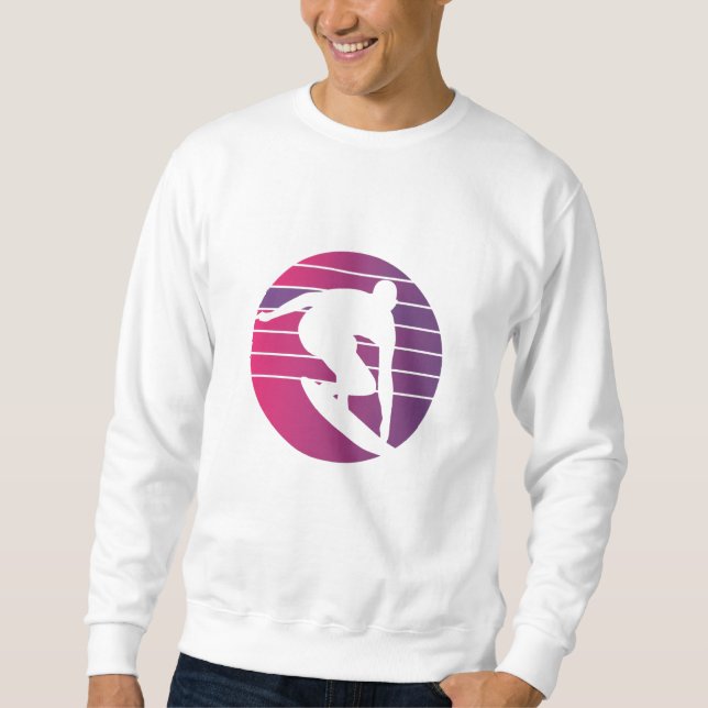Sweatshirt Coucher de soleil surfeur Rétro (Devant)
