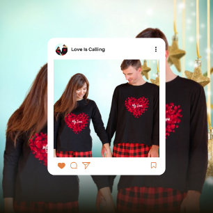 Sweatshirt Couple de la Saint Valentin en forme de coeur roug