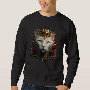 Sweatshirt couronne de tête de chat blanc mignon roses pour c
