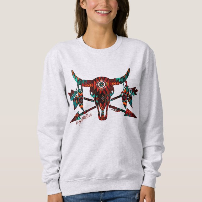 Sweatshirt Crâne de bison et flèches  (Devant)