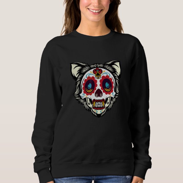 Sweatshirt Crâne de sucre de crocs de loup Mexique Calavera D (Devant)