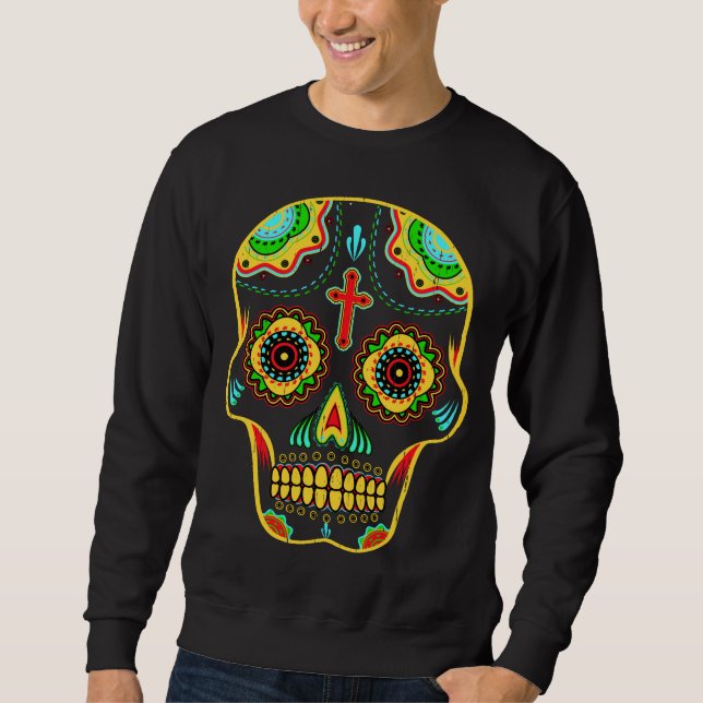 Sweatshirt Crâne de sucre polychrome (Devant)