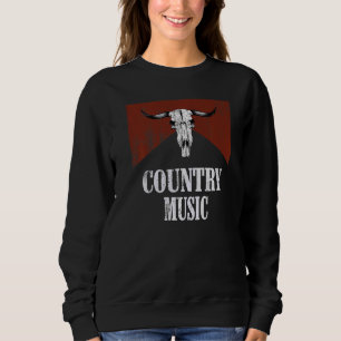 Sweatshirt Crâne de taureau rétro vintage musique country occ