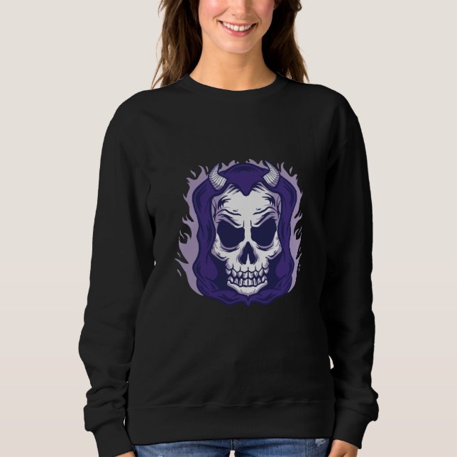 Sweatshirt Crâne effrayant squelette de visage (Devant)