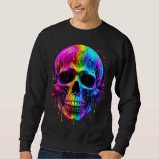 Sweatshirt Crâne qui fond sous un arc-en-ciel néon