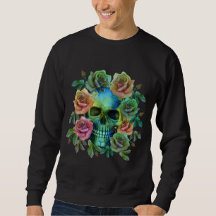 SWEATSHIRT CRÂNE VERT DE LA MORT AVEC FLEURS