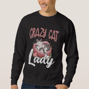 Sweatshirt Crazy Chat Lady Drôle Filles Femmes Kitty Kitten A