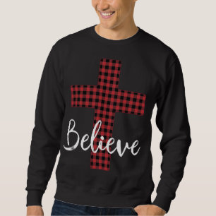Sweatshirt Croix Croire Jésus Buffalo Plaid Christian Christ