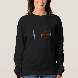 Sweatshirt Crusader Knights Templar Cross Hearbeat Ekg Pulse