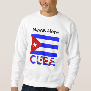 Sweatshirt Cuba et Drapeau Cubain Bleu Clair Personnalisé