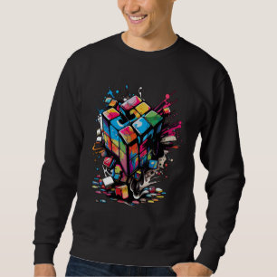 Sweatshirt Cube de puzzle Exploding Speed Cubing 80's Youth V