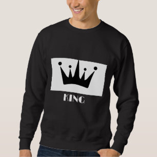 Sweatshirt Custom King Texte Couronne d'image de couleur noir