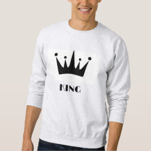 Sweatshirt Custom Roi Texte Noir Couronne Image de Base Gris