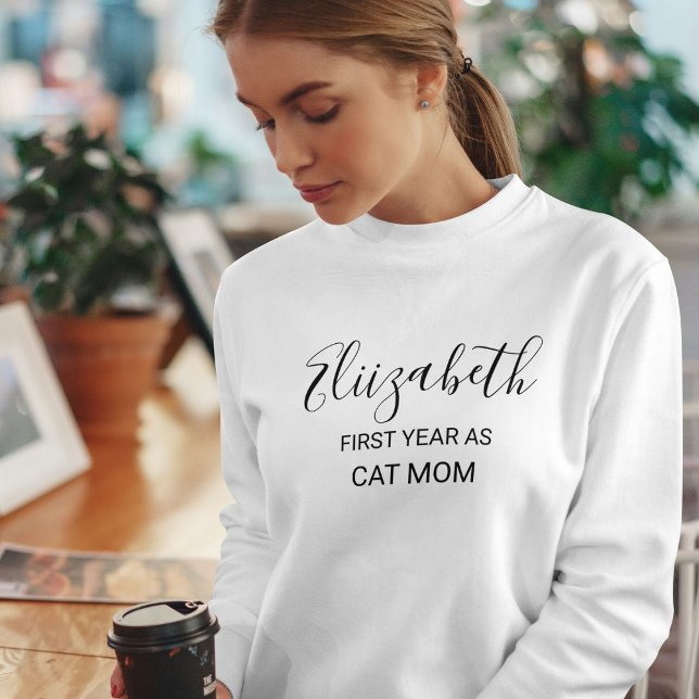 Sweatshirt Customized Funny Cat Lover Black Script Name White (Créateur téléchargé)