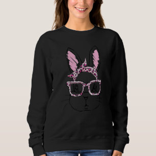 Sweatshirt Cute Bunny Face Leopard lunettes Headband Happy Ea