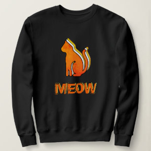 Sweatshirt Cute Chat, Orange & Animal Jaune, Pop Art Abstrait