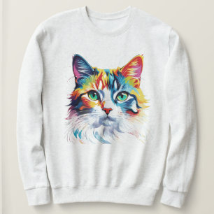 Sweatshirt Cute Coloré Rainbow Chat animal
