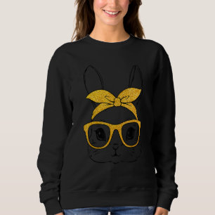 Sweatshirt Cute Lapin Visage Portant Des Lunettes Headband Ha