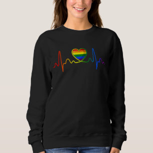 Sweatshirt Cute Lgbt Gay pride Rainbow Hearbeat Lesbian Gays