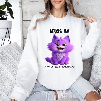 Sweatshirt Cute Purple Cat | Trust Me I'm a Nice Creature