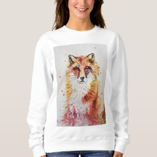 Sweatshirt Cute Red Fox Whimsical Watercolor femmes