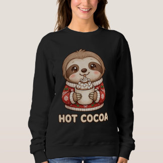 Sweatshirt Cute Sloth Drinking Hot Cocoa Christmas Sweater